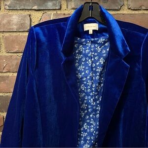 Skies Are Blue | Cobalt Velvet Blazer with Floral Lining